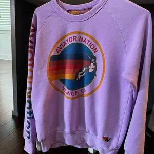 Aviator nation neon purple crewneck